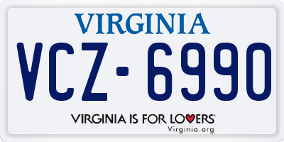 VA license plate VCZ6990