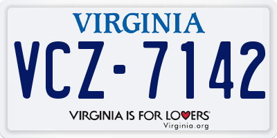 VA license plate VCZ7142