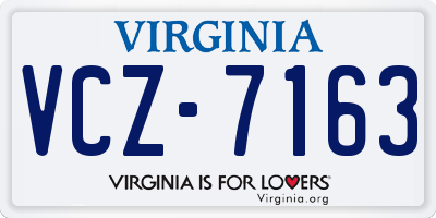 VA license plate VCZ7163