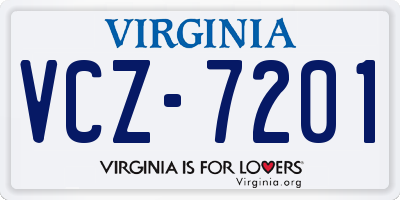 VA license plate VCZ7201