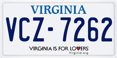 VA license plate VCZ7262