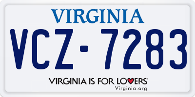 VA license plate VCZ7283