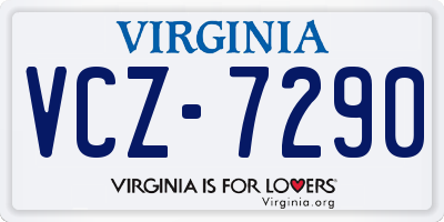 VA license plate VCZ7290
