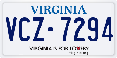 VA license plate VCZ7294