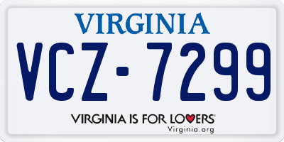 VA license plate VCZ7299