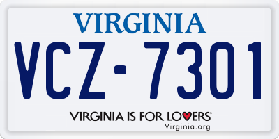 VA license plate VCZ7301