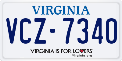 VA license plate VCZ7340