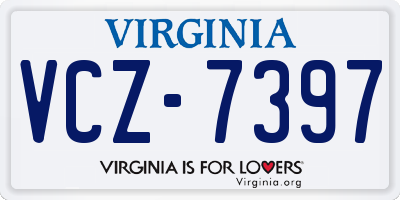 VA license plate VCZ7397