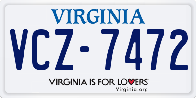 VA license plate VCZ7472