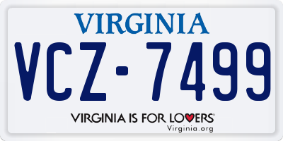 VA license plate VCZ7499