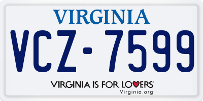 VA license plate VCZ7599