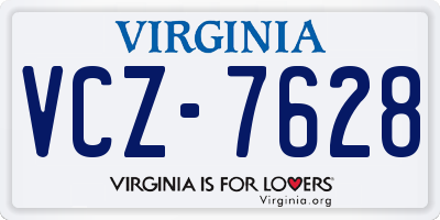 VA license plate VCZ7628