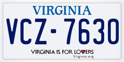 VA license plate VCZ7630
