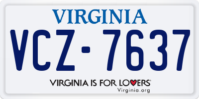 VA license plate VCZ7637