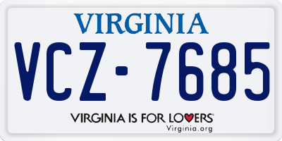 VA license plate VCZ7685