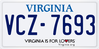 VA license plate VCZ7693