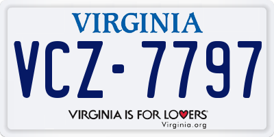 VA license plate VCZ7797