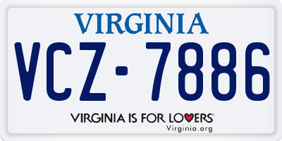 VA license plate VCZ7886