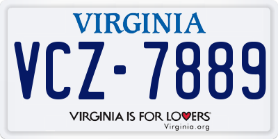 VA license plate VCZ7889