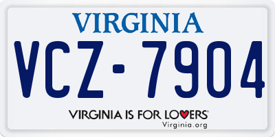VA license plate VCZ7904
