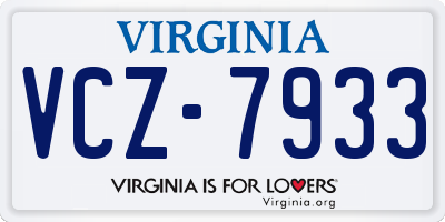 VA license plate VCZ7933