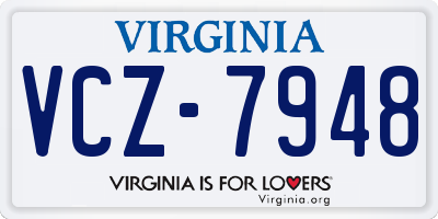 VA license plate VCZ7948