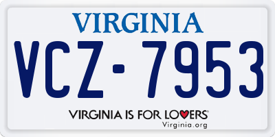 VA license plate VCZ7953