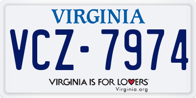 VA license plate VCZ7974