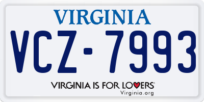 VA license plate VCZ7993