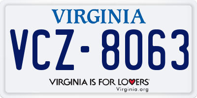 VA license plate VCZ8063