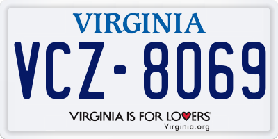 VA license plate VCZ8069