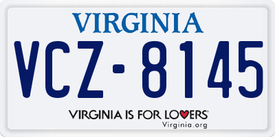VA license plate VCZ8145