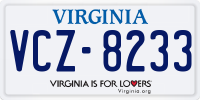 VA license plate VCZ8233