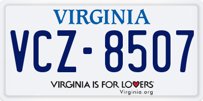 VA license plate VCZ8507