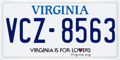 VA license plate VCZ8563