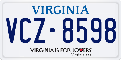 VA license plate VCZ8598