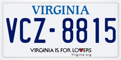VA license plate VCZ8815