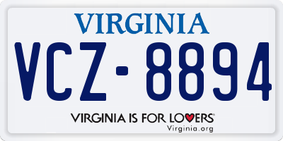 VA license plate VCZ8894
