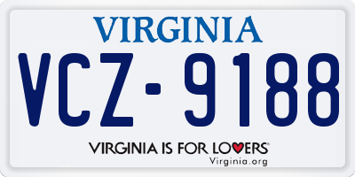 VA license plate VCZ9188