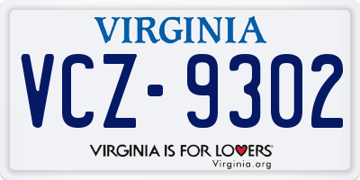 VA license plate VCZ9302