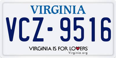 VA license plate VCZ9516