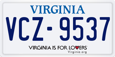 VA license plate VCZ9537