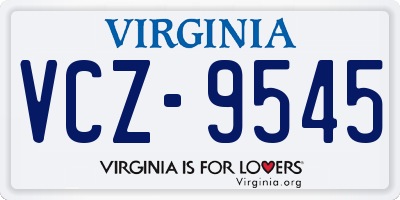 VA license plate VCZ9545