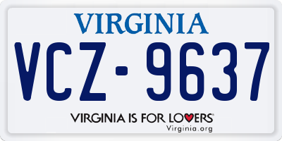 VA license plate VCZ9637