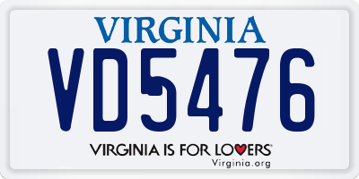 VA license plate VD5476