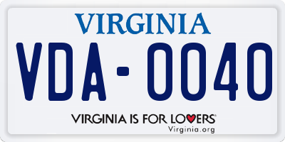 VA license plate VDA0040