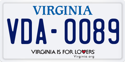 VA license plate VDA0089