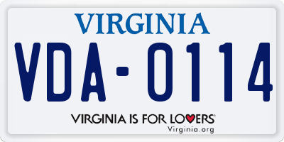 VA license plate VDA0114