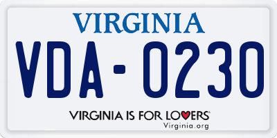 VA license plate VDA0230