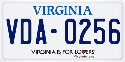 VA license plate VDA0256